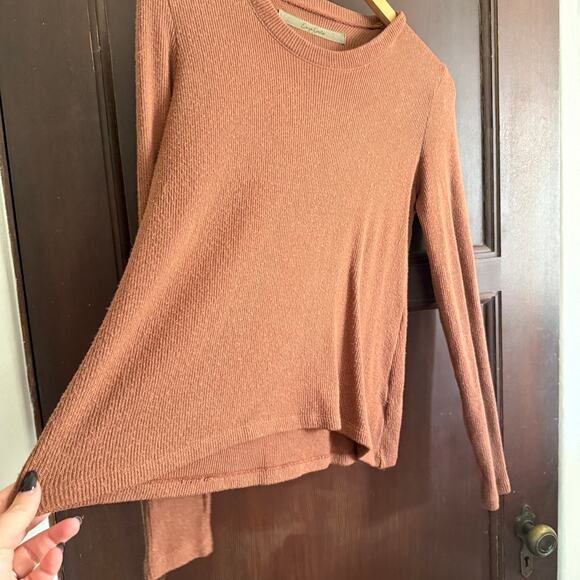 ENZO COSTA | Brown Long Sleeve Shirt RIb Knit | Extra Small Minimalist - Picture 4 of 7